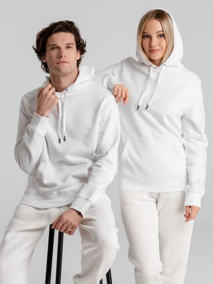 Толстовка с капюшоном унисекс King, белая Толстовка с капюшоном унисекс King, белая