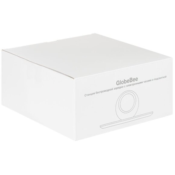 Станция беспроводной зарядки с часами и подсветкой GlobeBee, белая