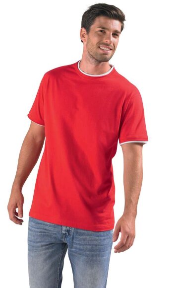 Футболка мужская с контрастной отделкой Madison 170, красный/белый Футболка мужская с контрастной отделкой Madison 170, красный/белый