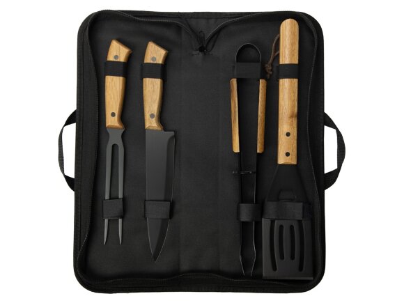 BBQ набор из акации, черный BBQ набор из акации, черный