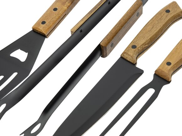 BBQ набор из акации, черный BBQ набор из акации, черный