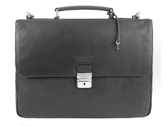 Портфель BUGATTI Romano 15'', чёрный, натуральная воловья кожа, 39х8х30 см Портфель BUGATTI Romano 15'', чёрный, натуральная воловья кожа, 39х8х30 см