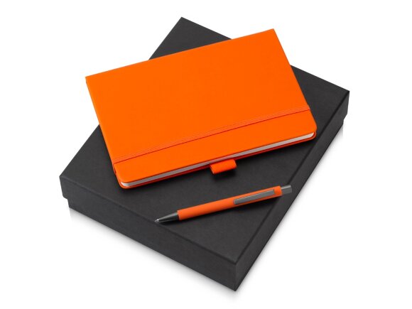 Подарочный набор Vision Pro soft-touch с ручкой и блокнотом А5, оранжевый Подарочный набор Vision Pro soft-touch с ручкой и блокнотом А5, оранжевый