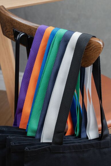 Холщовая сумка BrighTone, черная с оранжевыми ручками Холщовая сумка BrighTone, черная с оранжевыми ручками