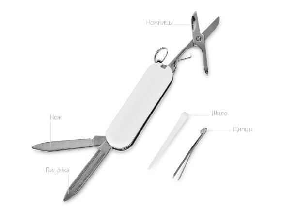 Мультитул-брелок 5-в-1 Pinny, белый Мультитул-брелок 5-в-1 Pinny, белый