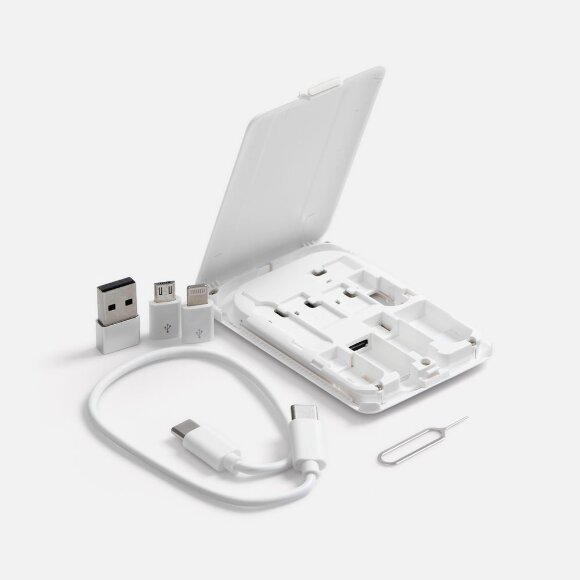 Органайзер с беспроводной зарядкой и набором адаптеров Octopod, белый Органайзер с беспроводной зарядкой и набором адаптеров Octopod, белый