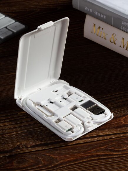 Органайзер с беспроводной зарядкой и набором адаптеров Octopod, белый Органайзер с беспроводной зарядкой и набором адаптеров Octopod, белый