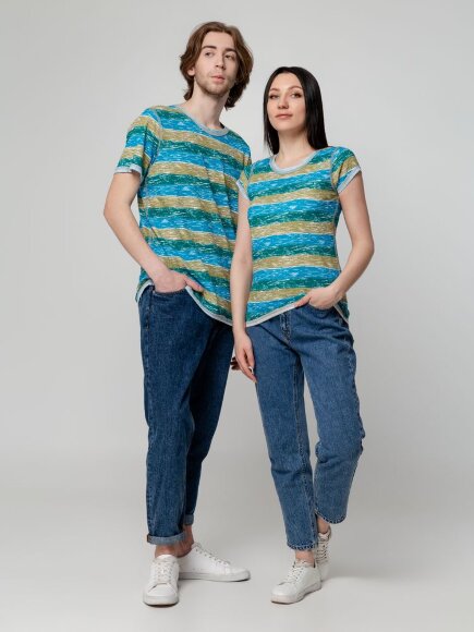 Футболка мужская Rayet двусторонняя, голубая с зеленым Футболка мужская Rayet двусторонняя, голубая с зеленым