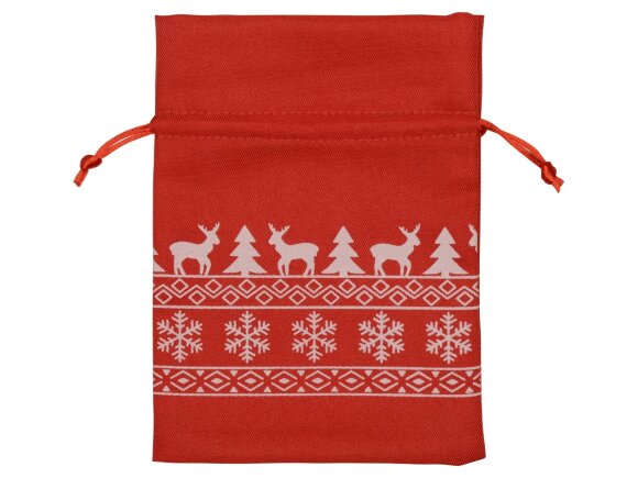 Мешочек подарочный новогодний, хлопок, средний, красный Мешочек подарочный новогодний, хлопок, средний, красный