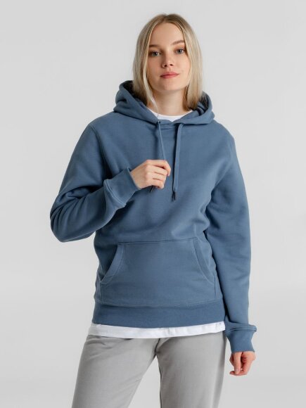 Толстовка с капюшоном унисекс King, серо-синяя Толстовка с капюшоном унисекс King, серо-синяя