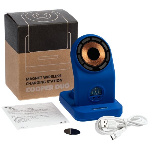 Зарядная станция с подсветкой Cooper Duo, синяя Зарядная станция с подсветкой Cooper Duo, синяя