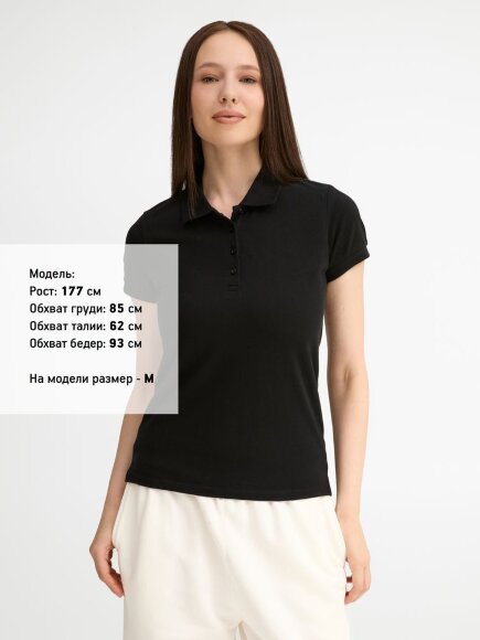 Рубашка поло женская People 210, черная Рубашка поло женская People 210, черная