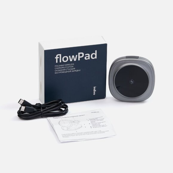 Складная станция беспроводной зарядки flowPad, серая Складная станция беспроводной зарядки flowPad, серая