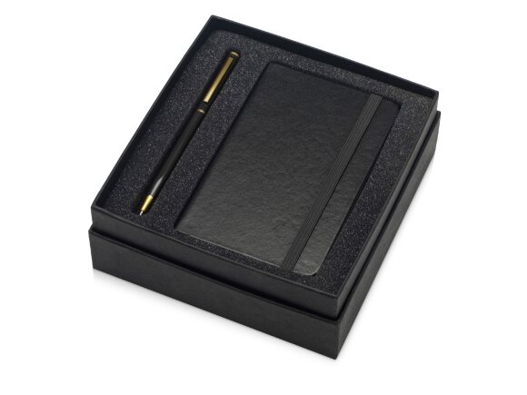 Подарочный набор Reporter с ручкой и блокнотом А6, черный Подарочный набор Reporter с ручкой и блокнотом А6, черный