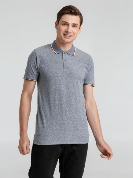 Рубашка поло мужская Paname Men, голубой меланж Рубашка поло мужская Paname Men, голубой меланж