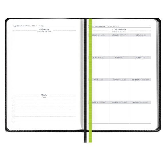 Ежедневник Alanis, недатированный, черный с зеленым