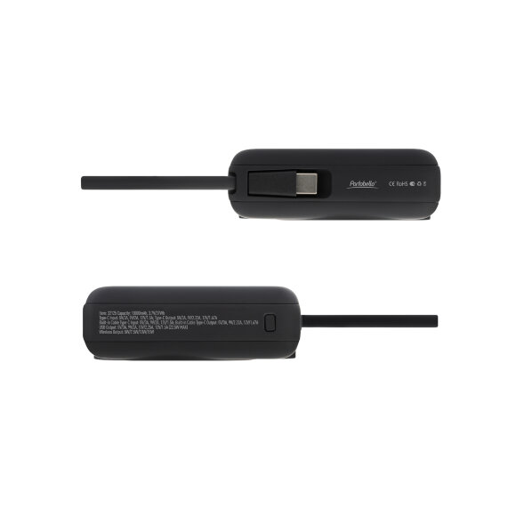 Внешний аккумулятор с подсветкой Ritter PD 10000mAh с функцией беспроводной зарядки 15W, черный