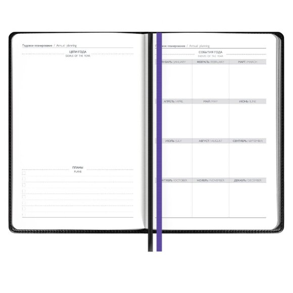 Ежедневник Alanis, недатированный, черный с фиолетовым