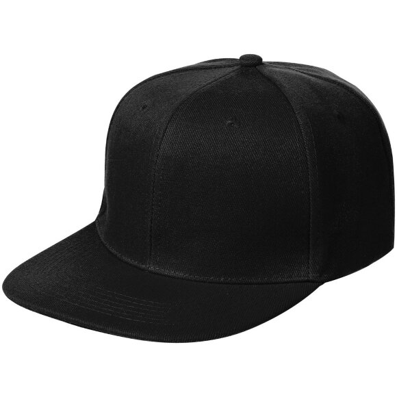 Бейсболка Snapback с прямым козырьком, черная Бейсболка Snapback с прямым козырьком, черная