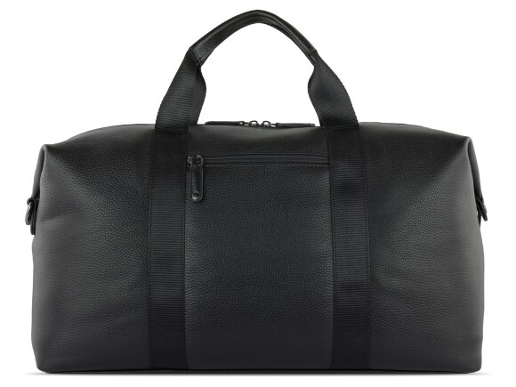 Сумка дорожная BUGATTI Elsa, чёрная, воловья кожа/полиэстер, 47х22х24 см