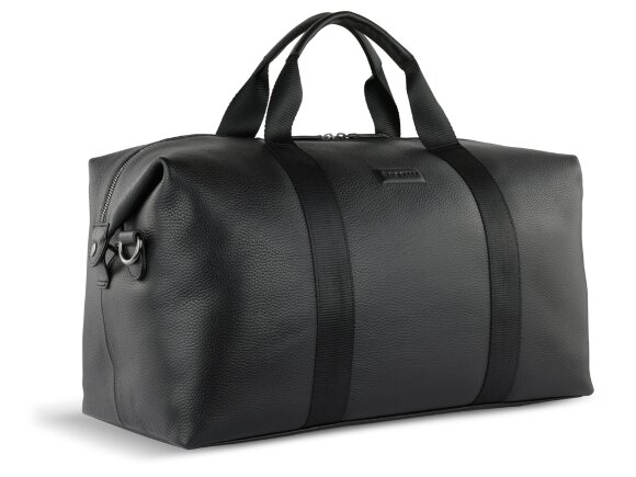 Сумка дорожная BUGATTI Elsa, чёрная, воловья кожа/полиэстер, 47х22х24 см Сумка дорожная BUGATTI Elsa, чёрная, воловья кожа/полиэстер, 47х22х24 см
