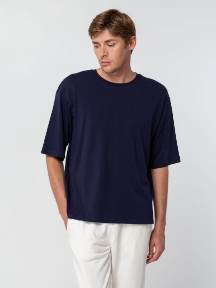 Футболка унисекс оверсайз Street Vibes, темно-синяя Футболка унисекс оверсайз Street Vibes, темно-синяя