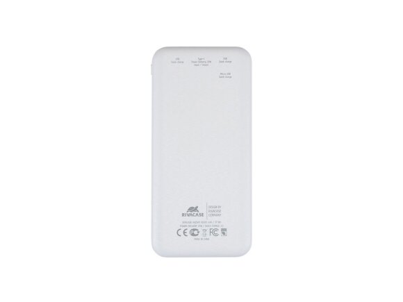 RIVACASE VA2540 (10 000mAh), QC/PD 20W внешний аккумулятор с дисплеем, белый 12/48