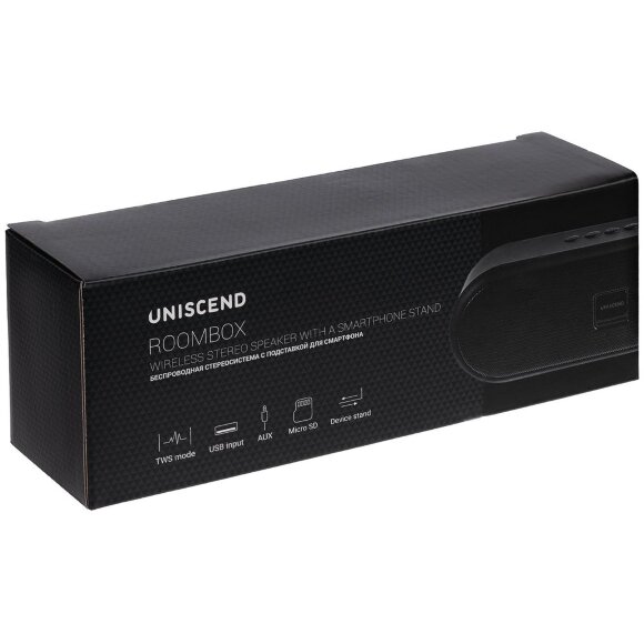 Беспроводная стереоколонка Uniscend Roombox, черная Беспроводная стереоколонка Uniscend Roombox, черная