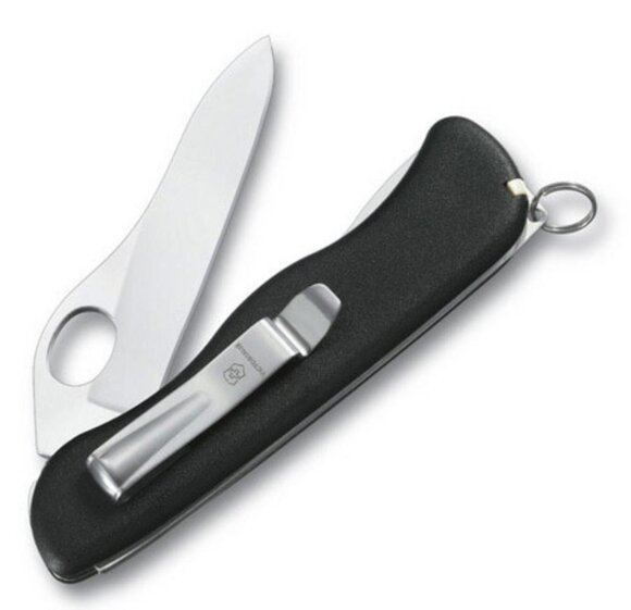 Солдатский нож с фиксатором лезвия Sentinel One Hand Clip, черный Солдатский нож с фиксатором лезвия Sentinel One Hand Clip, черный
