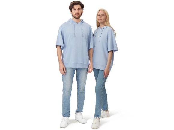 Худи оверсайз с коротким рукавом Warsaw унисекс, небесно-голубой
