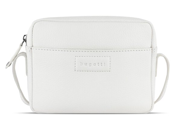 Сумка кросс-боди женская BUGATTI Elsa, белая, воловья кожа/полиэстер, 19х5,5х14 см