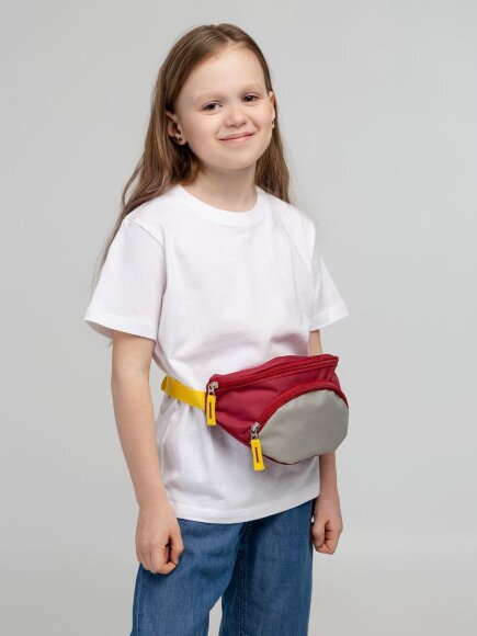Поясная сумка детская Kiddo, бордовая с серым Поясная сумка детская Kiddo, бордовая с серым