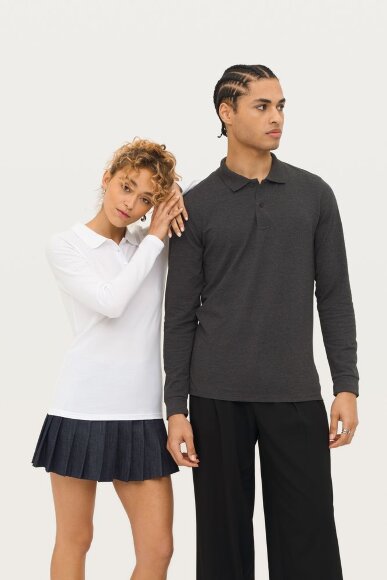 Рубашка поло мужская с длинным рукавом Perfect LSL Men, белая Рубашка поло мужская с длинным рукавом Perfect LSL Men, белая