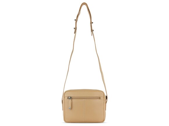 Сумка кросс-боди женская BUGATTI Elsa, песочного цвета, воловья кожа/полиэстер, 19х5,5х14 см