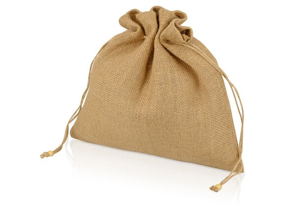 Мешочек подарочный, джут, большой, натуральный Мешочек подарочный, джут, большой, натуральный