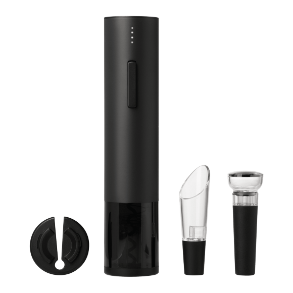 Набор для вина с электрическим штопором Sacramento, черный Набор для вина с электрическим штопором Sacramento, черный