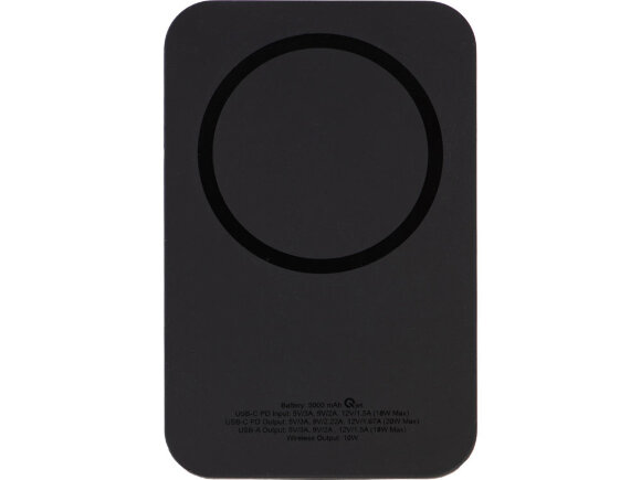 Магнитный беспроводной внешний аккумулятор MagnetIQ, 5000 mah, 10 W, черный