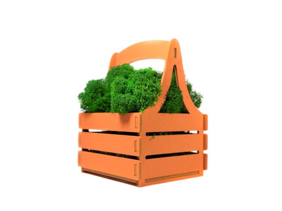 Композиция Корзинка со мхом, оранжевый Композиция Корзинка со мхом, оранжевый