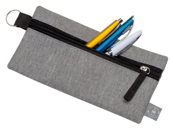 Универсальный пенал из переработанного полиэстера RPET Holder, серый/черный Универсальный пенал из переработанного полиэстера RPET Holder, серый/черный