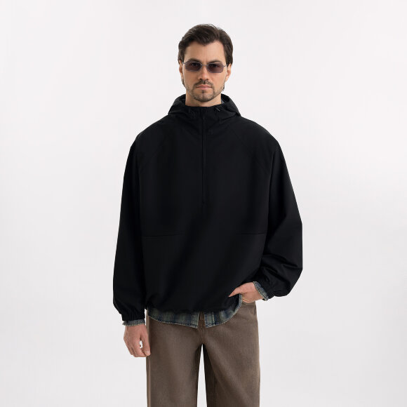 Ветровка (анорак) оверсайз унисекс RISSMAN, черная, размер M/L Ветровка (анорак) оверсайз унисекс RISSMAN, черная, размер M/L