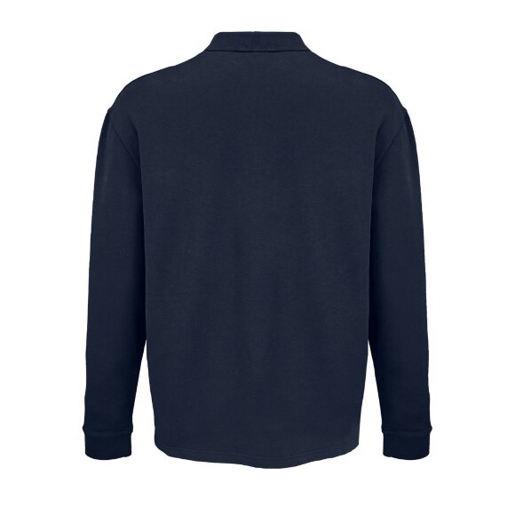 Рубашка поло оверсайз с длинным рукавом Heritage, темно-синяя Рубашка поло оверсайз с длинным рукавом Heritage, темно-синяя