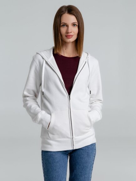Толстовка на молнии с капюшоном унисекс King, белая Толстовка на молнии с капюшоном унисекс King, белая