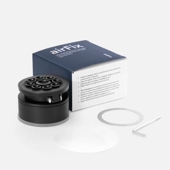 Вакуумный магнитный держатель airFix, черный с серым