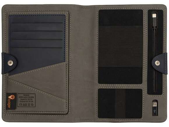 Органайзер с зарядным устройством Wanderer, 4000 mAh, темно-синий