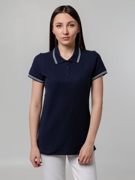 Рубашка поло женская Virma Stripes Lady, темно-синяя Рубашка поло женская Virma Stripes Lady, темно-синяя