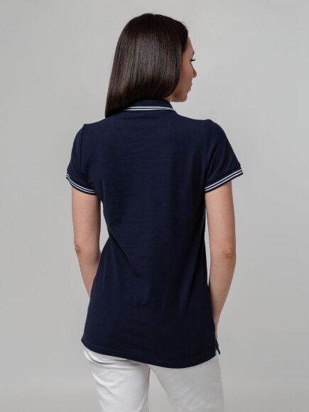 Рубашка поло женская Virma Stripes Lady, темно-синяя Рубашка поло женская Virma Stripes Lady, темно-синяя