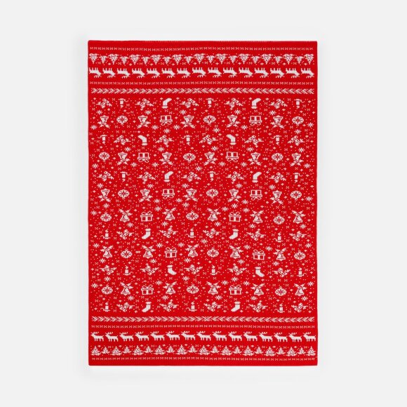 Плед Holidale, красный с молочным