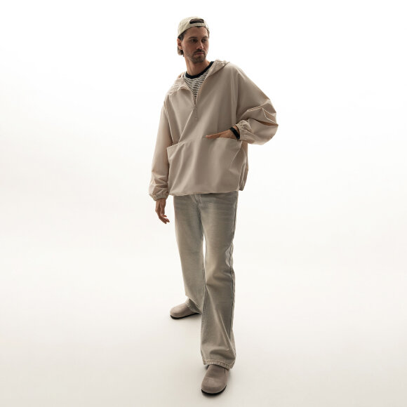 Ветровка (анорак) оверсайз унисекс RISSMAN, бежевая, размер XS/S Ветровка (анорак) оверсайз унисекс RISSMAN, бежевая, размер XS/S