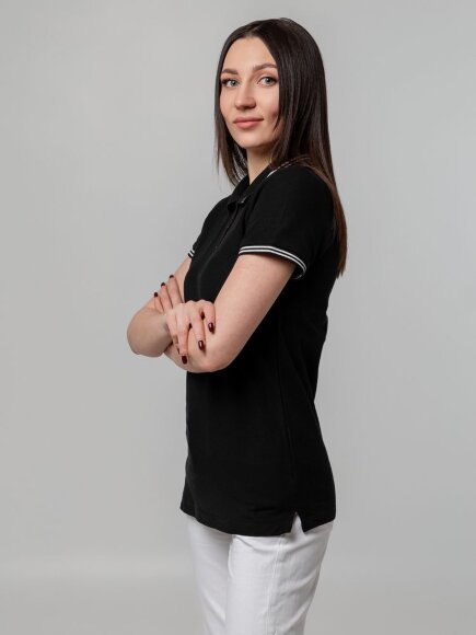 Рубашка поло женская Virma Stripes Lady, черная Рубашка поло женская Virma Stripes Lady, черная
