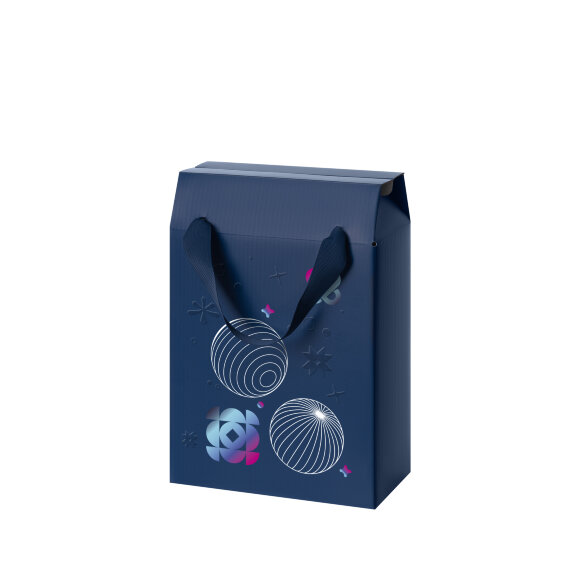 Подарочная коробка-пакет универсальная малая, синяя